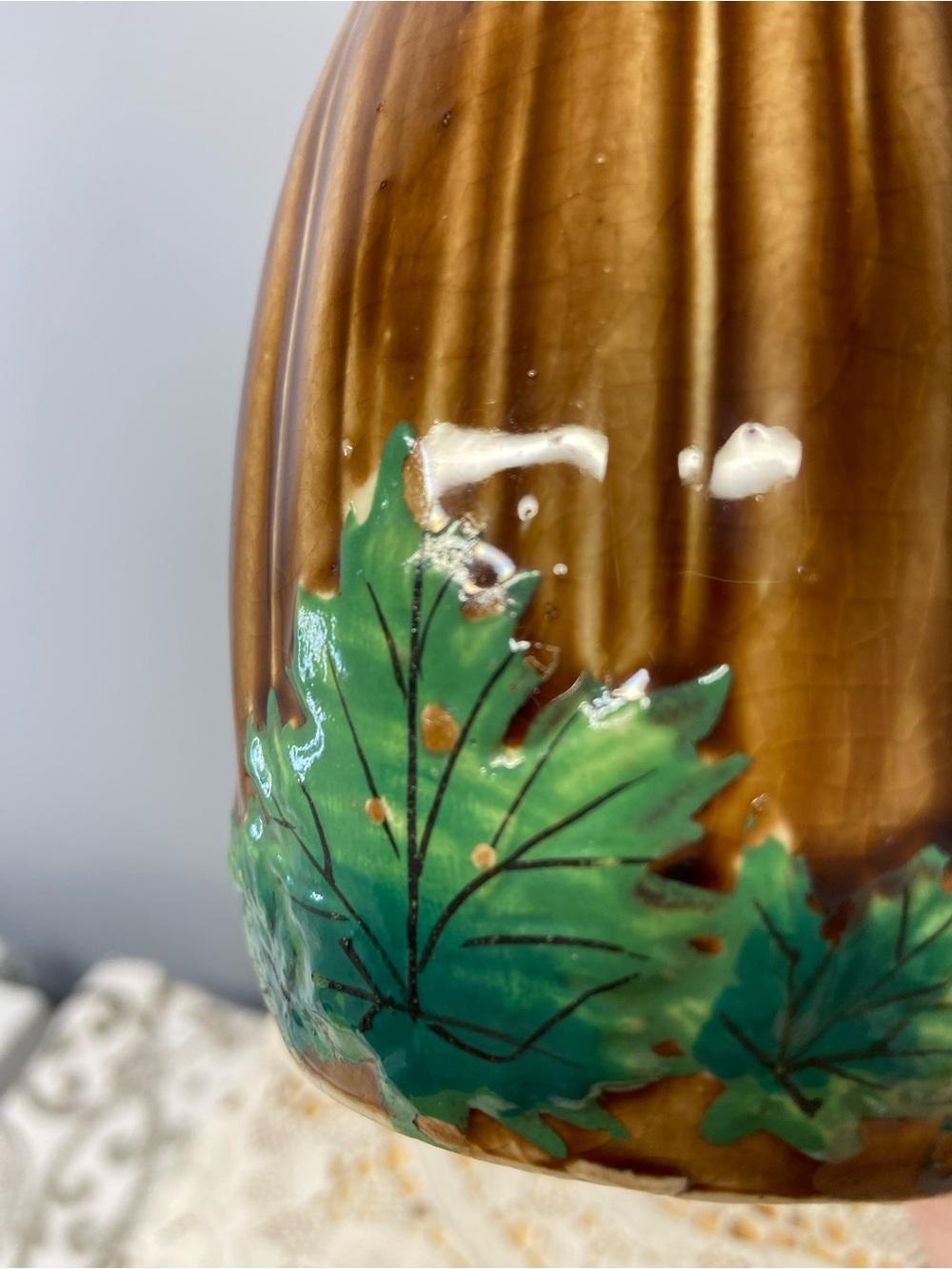 Vintage Ceramic Beaver Handle Mug Hand Painted Leaves 1950's Shafford Japan - Picture 5 of 8